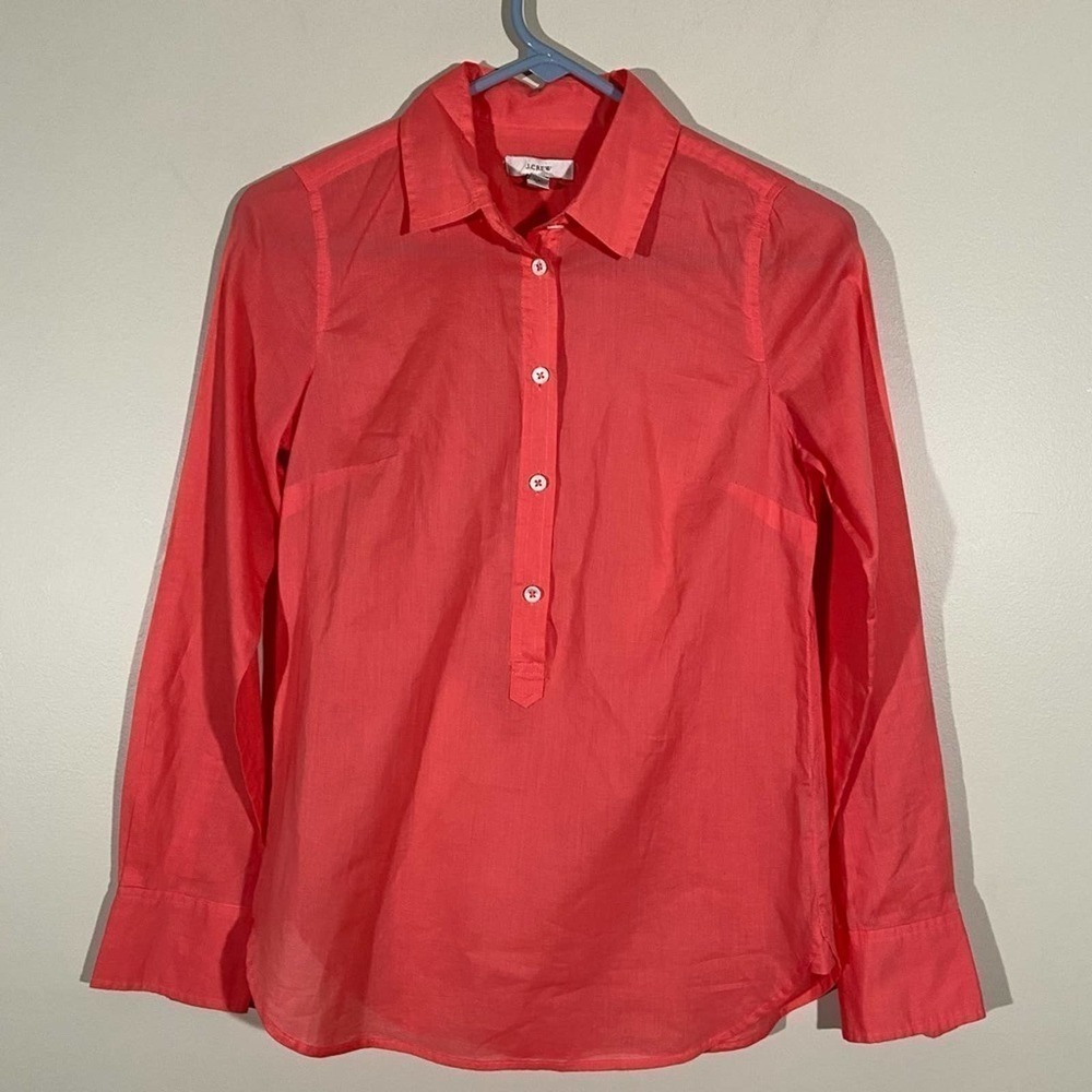 J.CREW Popover Shirt Coral Blouse Top #33768